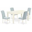 Pemberly Row 5-Piece Wood Dining Set in Linen White and Baby Blue Finish