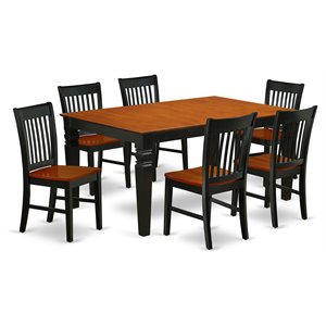 Pemberly Row 7-Piece Wood Dining Set with Black and Cherry Finish