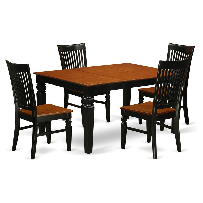 Pemberly Row 5-Piece Wood Dining Set in Black and Cherry Finish