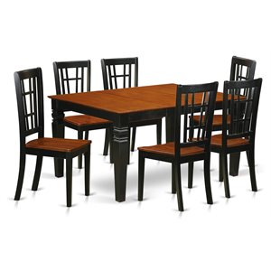 Pemberly Row 7-Piece Dining Set with Black and Cherry Wood Finish