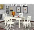 Pemberly Row 5-Piece Wood Dining Set with Linen Seat in White Finish
