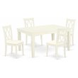 Pemberly Row 5-Piece Wood Dining Set with Linen Seat in White Finish