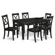 Pemberly Row 7-Piece Wood Kitchen Set with Wooden Chairs in Black
