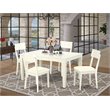 Pemberly Row 5-Piece Wood Dining Set with Faux Leather Seats in Linen White