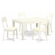 Pemberly Row 5-Piece Wood Dining Set with Faux Leather Seats in Linen White