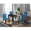 Pemberly Row 5-Piece Mid Century Wood Dining Set in Black & Mineral Blue
