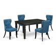 Pemberly Row 5-Piece Mid Century Wood Dining Set in Black & Mineral Blue