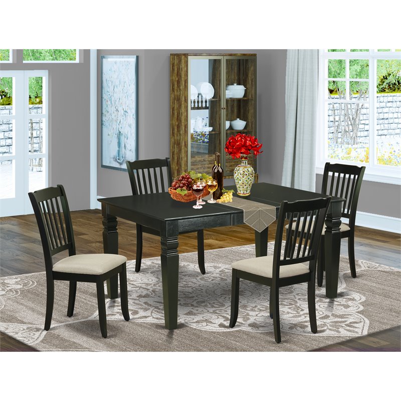 Pemberly Row 5-Piece Wood Dining Set with Cushion Seats in Black Finish