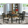 Pemberly Row 5-Piece Wood Dining Set with Cushion Seats in Black Finish