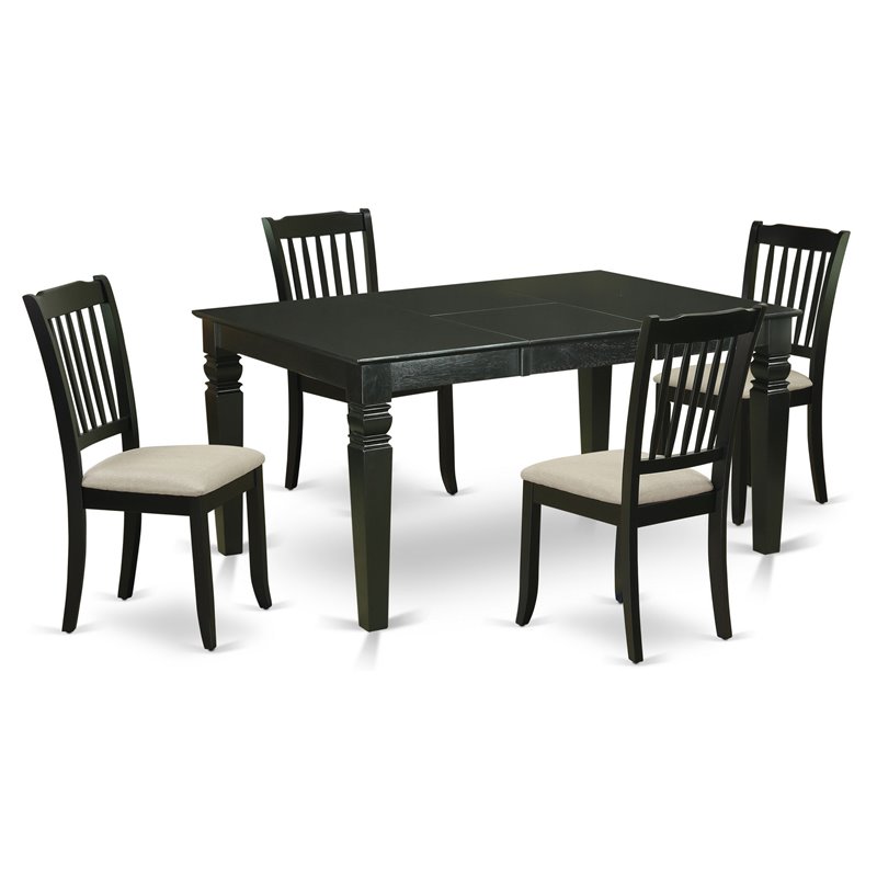 Pemberly Row 5-Piece Wood Dining Set with Cushion Seats in Black Finish