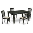 Pemberly Row 5-Piece Wood Dining Set with Cushion Seats in Black Finish