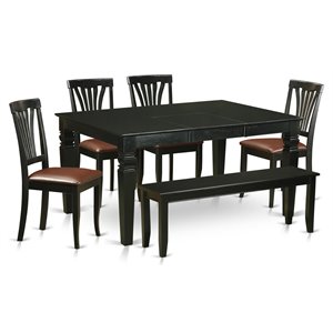 Pemberly Row 6-Piece Traditional Dining Set with Butterfly Leaf in Black