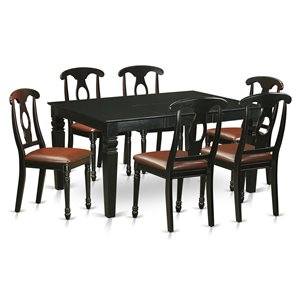 Pemberly Row 7-Piece Wood Dining Table Set with Butterfly Leaf in Black
