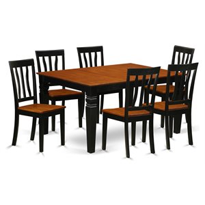 Pemberly Row 7-Piece Wood Dining Table with Butterfly Leaf in Black/Cherry