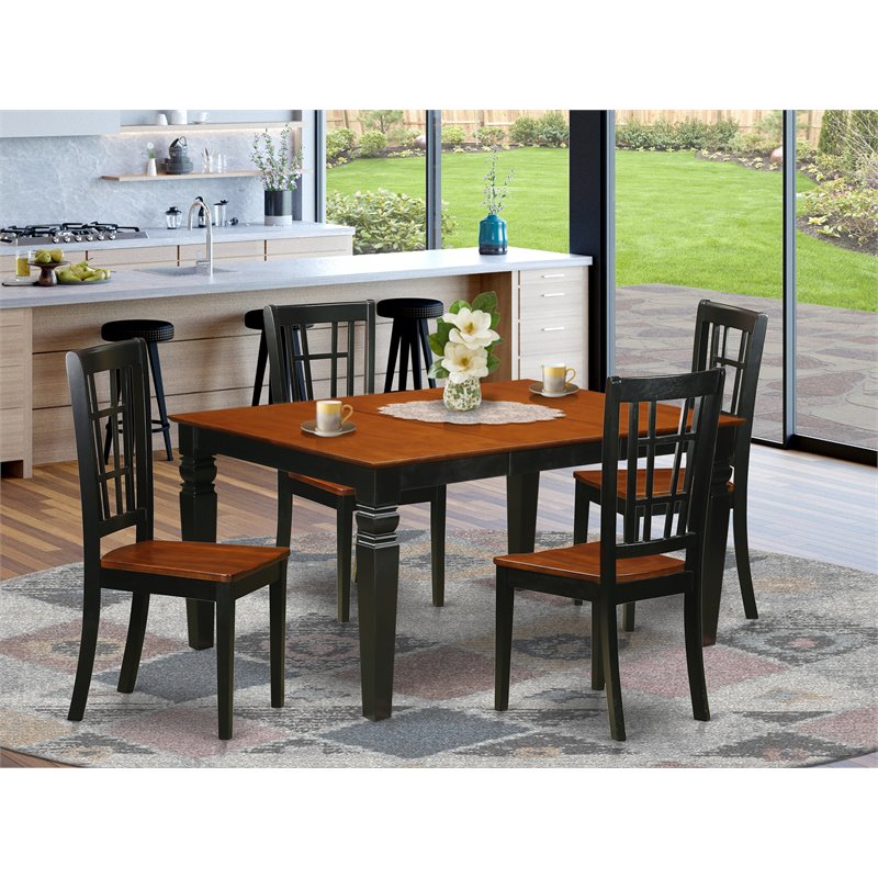 Pemberly Row 5-Piece Wood Dining Table and Chairs in Black/Cherry Finish