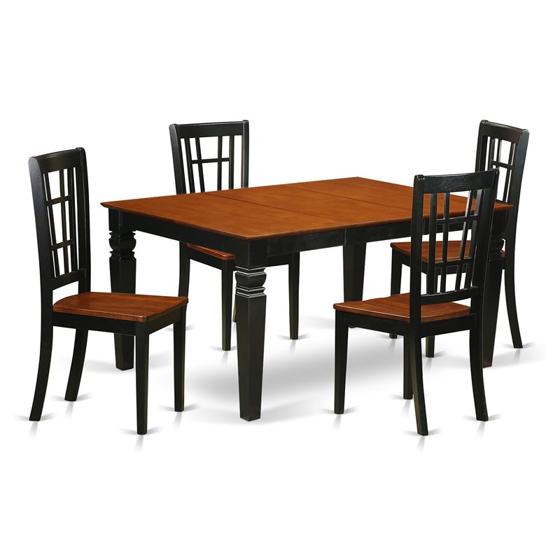 Pemberly Row 5-Piece Wood Dining Table and Chairs in Black/Cherry Finish