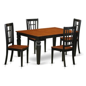 Pemberly Row 5-Piece Wood Dining Table and Chairs in Black/Cherry Finish