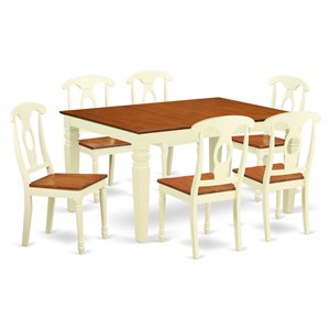 Pemberly Row 7-Piece Wood Kitchen Table Set in Buttermilk and Cherry