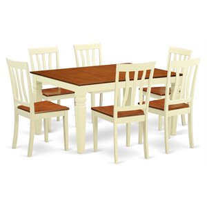 Pemberly Row 7-Piece Wood Dining Set in Two-Tone Buttermilk/Cherry Finish