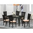 Pemberly Row 7-Piece Wood Dining Set with Fabric Seats in Black