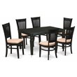Pemberly Row 7-Piece Wood Dining Set with Fabric Seats in Black