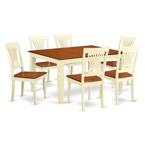 Pemberly Row 7-Piece Wood Dining Set with Cherry Beveled Table Edge