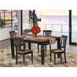 Pemberly Row 5-Pc Dining Set with Faux Leather Chairs in Black/Cherry