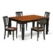 Pemberly Row 5-Pc Dining Set with Faux Leather Chairs in Black/Cherry