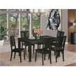 Pemberly Row 7-Pc Wood Dining Set with Chair Seats in Black Finish