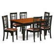 Pemberly Row 7-Piece Dining Set with Faux Leather Chairs in Black/Cherry