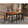 Pemberly Row 7-Piece Wood Dining Set in Black/Cherry with Faux Leather