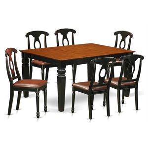 Pemberly Row 7-Piece Wood Dining Set in Black/Cherry with Faux Leather