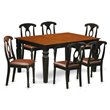 Pemberly Row 7-Piece Wood Dining Set in Black/Cherry with Faux Leather