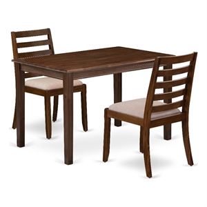 Pemberly Row 3-Piece Kitchen Table Set Antique Walnut Wood Finish