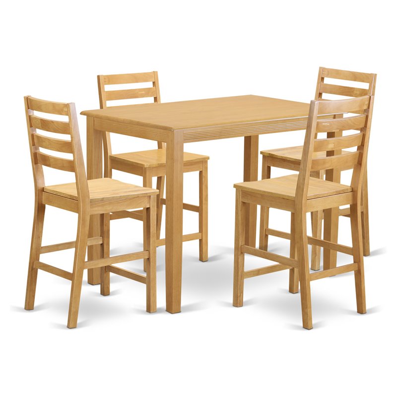 Pemberly Row 5-Piece Counter Height Dining Set Oak Wood Finish