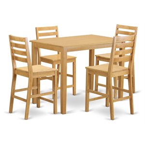 Pemberly Row 5-Piece Counter Height Dining Set Oak Wood Finish