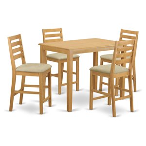 Pemberly Row 5-Piece Counter Height Dining Set in Oak Finish