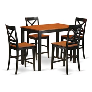 Pemberly Row 5-Piece Dining Set with Asian Hardwood in Black/Cherry