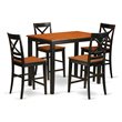 Pemberly Row 5-Piece Dining Set with Asian Hardwood in Black/Cherry