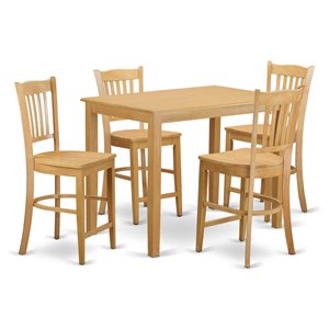 Pemberly Row 5-Piece Counter Height Dining Set in Oak Finish