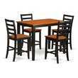 Pemberly Row 5-Piece Modern Dining Set in Black/Cherry Two-Tone Wood Finish