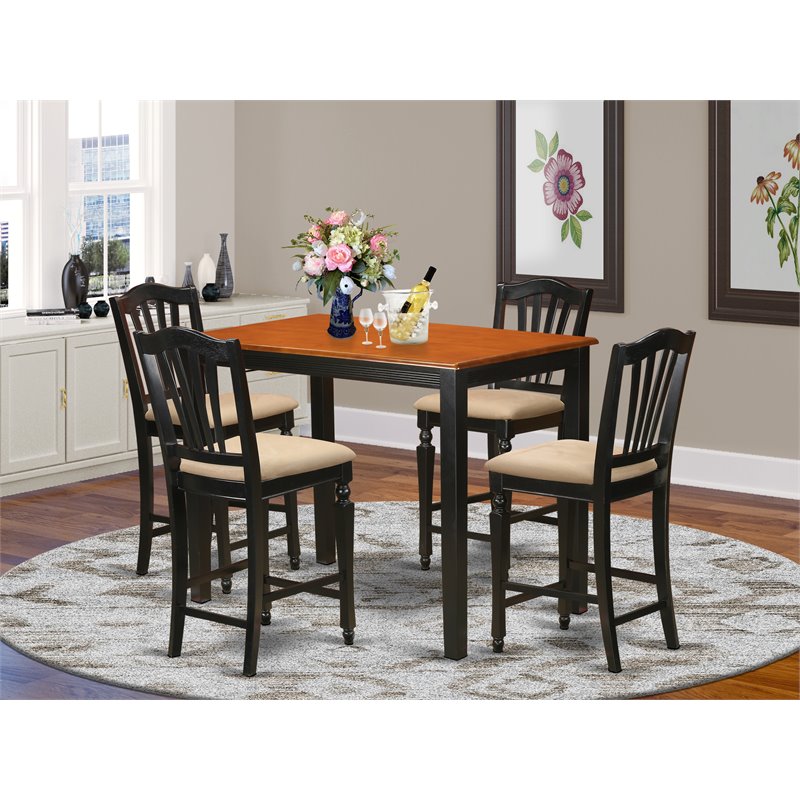 Pemberly Row 5-Piece Wood Dining Set in Black and Cherry Finish