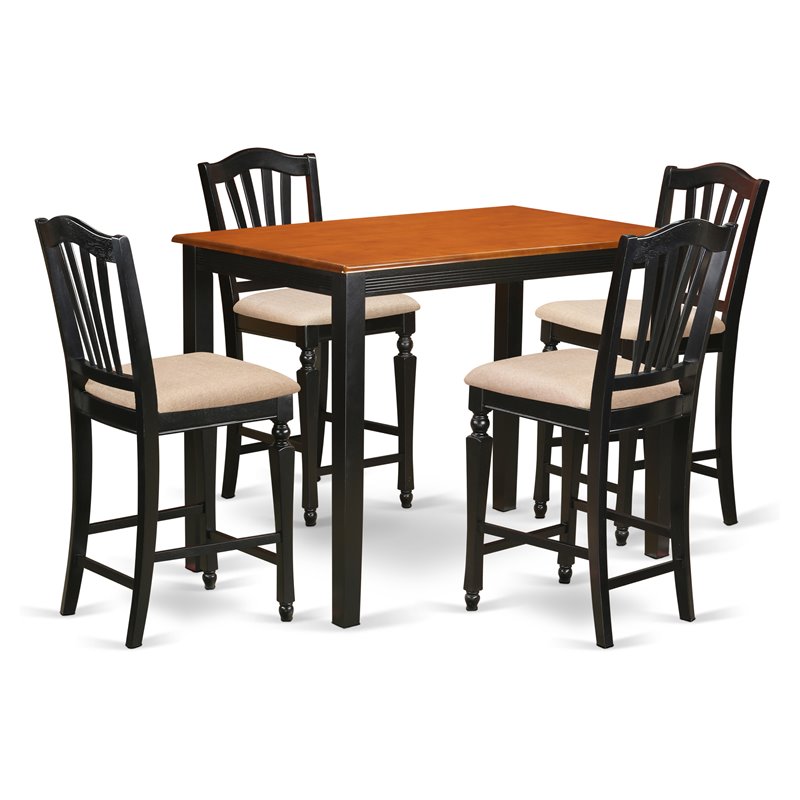 Pemberly Row 5-Piece Wood Dining Set in Black and Cherry Finish