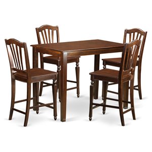 Pemberly Row 5-Piece Wood Dining Table Set in Mahogany Finish