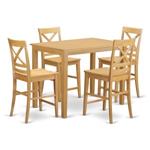 Pemberly Row 5-Piece Traditional Wood Dining Set in Oak Finish