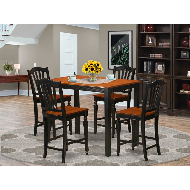 Pemberly Row 5-Piece Wood Dining Set in Black and Cherry Finish