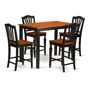 Pemberly Row 5-Piece Wood Dining Set in Black and Cherry Finish