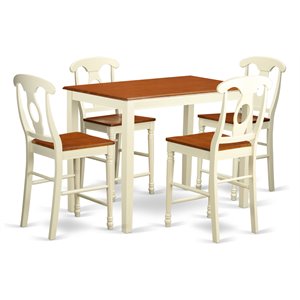 Pemberly Row 5-Piece Counter Height Dining Table Set in Buttermilk/Cherry