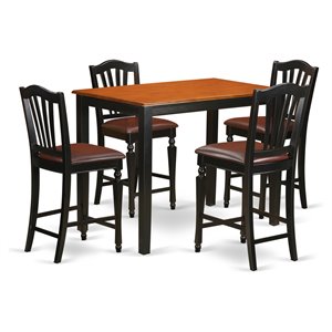 Pemberly Row 5-Piece Wood Dining Table Set in Black & Cherry Finish