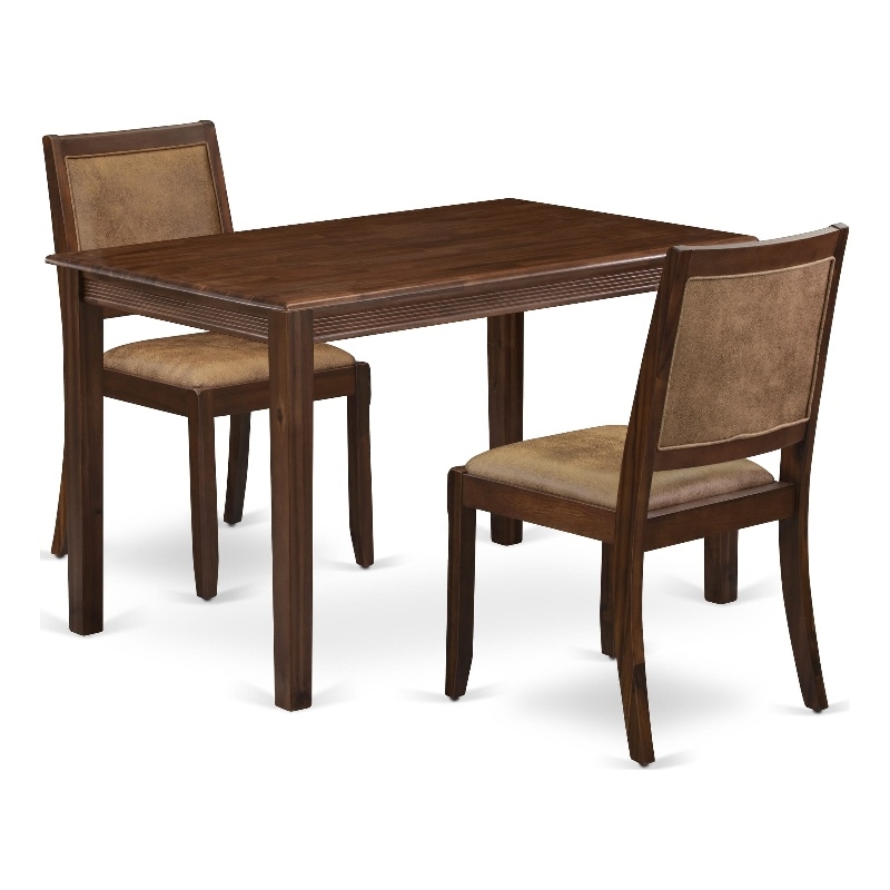 Pemberly Row 3-Piece Walnut Dining Table Set with Faux Leather Chairs